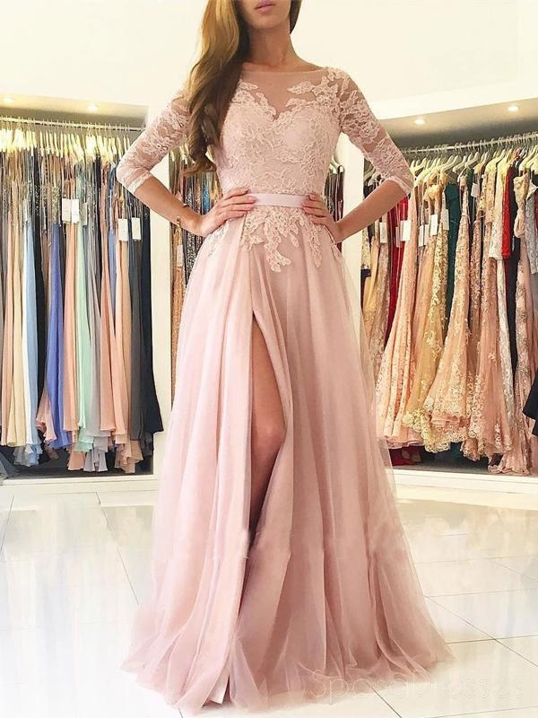 Honey Couture MELANIE Blush Pink Silver Crystals & Tulle Formal Gown